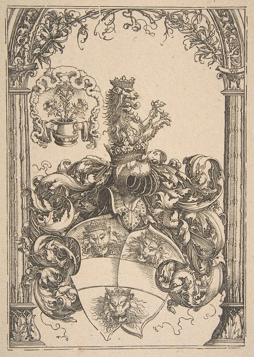 Coat of arms with Three Lions' Heads — Albrecht Dürer