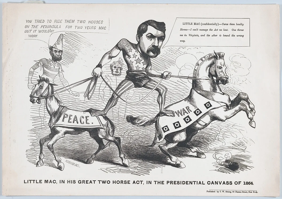 Little Mac, in His Great Two Horse Act, in the Presendential Canvass of 1864 — Justin H. Howard|Thomas W. Strong