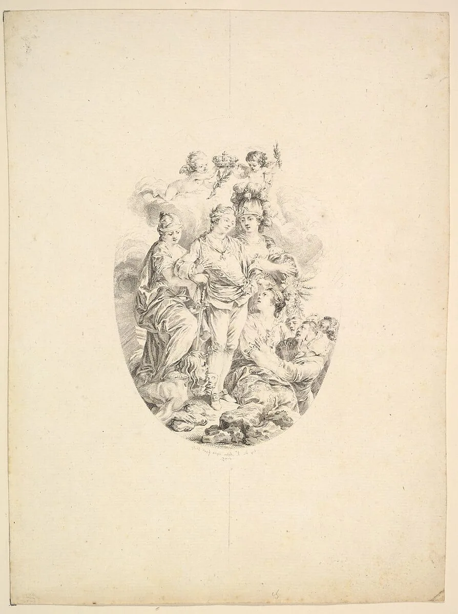 Allegory of Louis XVI on the Occasion of his Accession to the Throne of France in 1774 — Augustin de Saint-Aubin|Charles Nicolas Cochin II