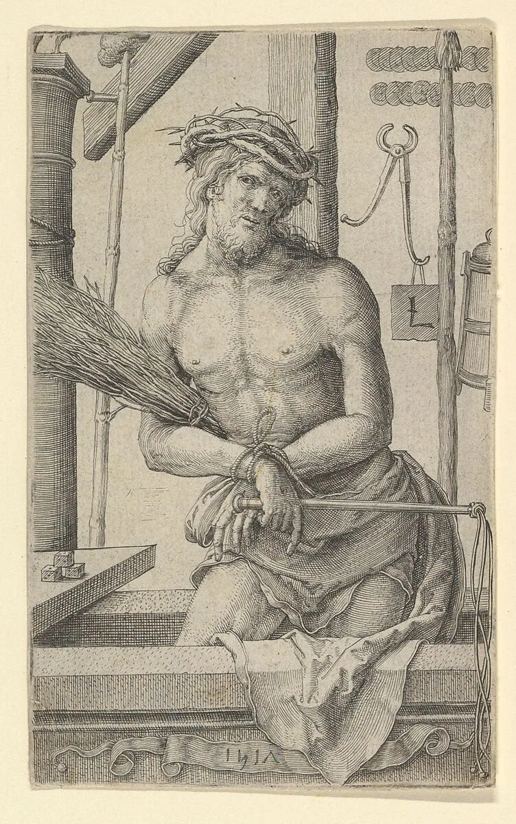 Christ as the Man of Sorrows with the Instruments of the Passion. — Lucas van Leyden