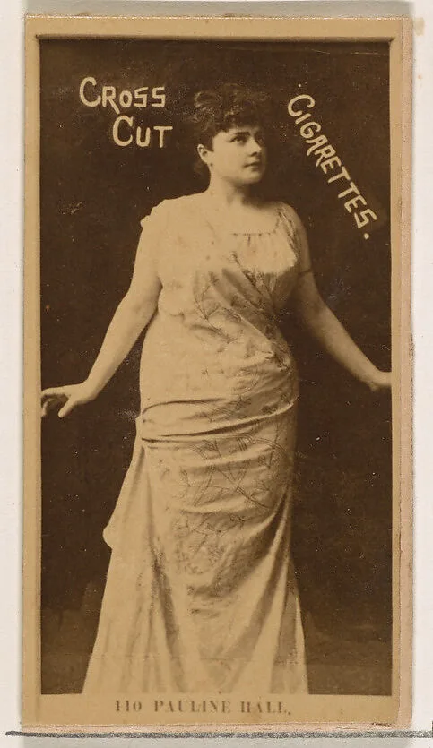 Card Number 110, Pauline Hall, from the Actors and Actresses series (N145-2) issued by Duke Sons & Co. to promote Cross Cut Cigarettes — W. Duke, Sons & Co.