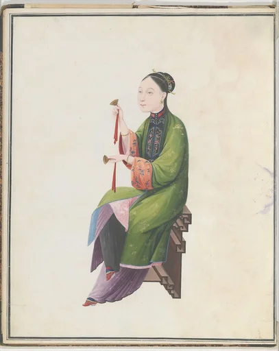 Watercolor of musician playing bo