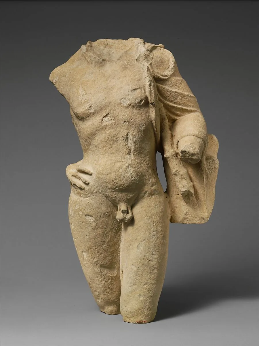 Fragment of a limestone statuette of Pan — Unknown