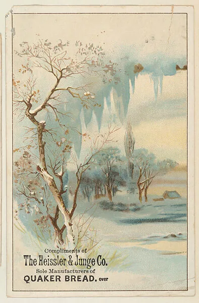 Winter scene with tree, bakery card from the Picture Cards series (D63), issued by The Heissler & Junge Company — The Heissler & Junge Company