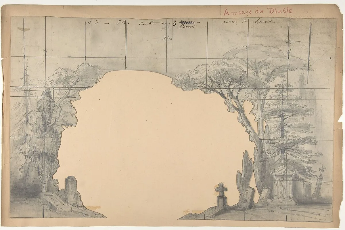 Design for a Stage Set at the Opéra, Paris: Cemetery — Eugène Cicéri