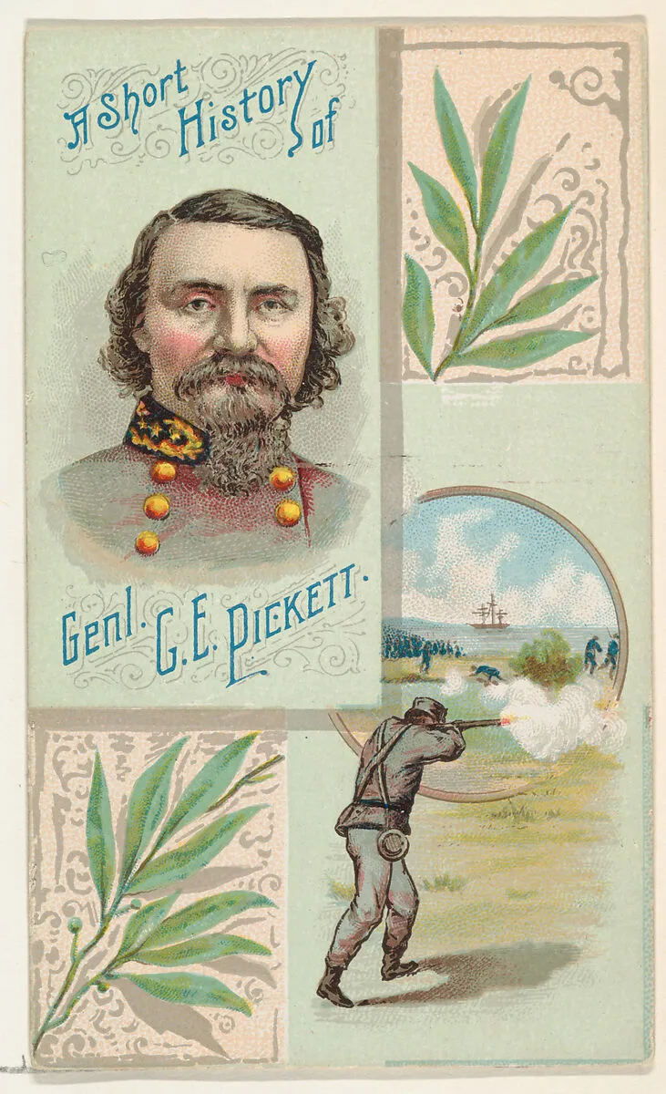 A Short History: General George E. Pickett, from the Histories of Generals series (N114) issued by W. Duke, Sons & Co. to promote Honest Long Cut Smoking and Chewing Tobacco — Knapp & Company|W. Duke, Sons & Co.