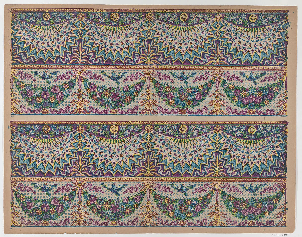 Sheet with five bouquets on a blue checkered background — Remondini Family|Anonymous