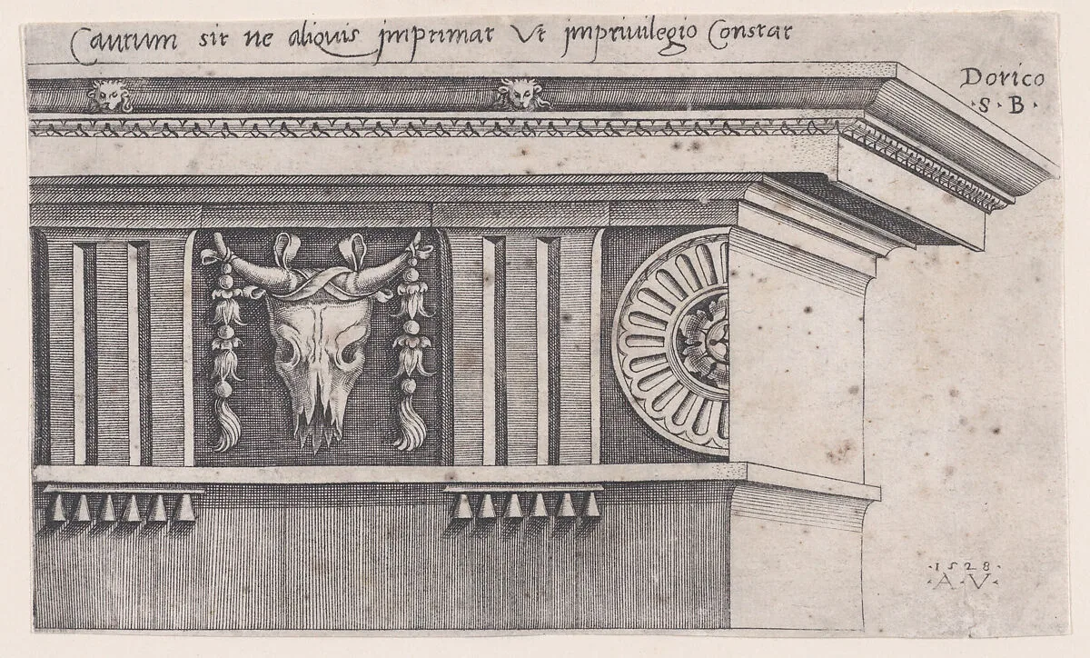 Doric Entablature — Agostino Veneziano (Agostino dei Musi)