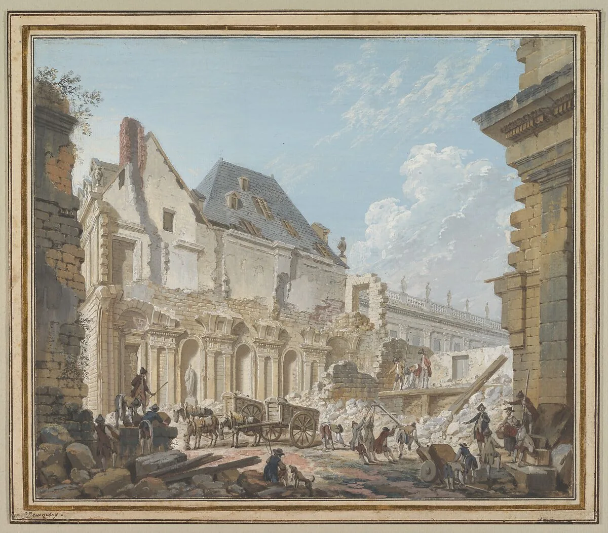 Demolition of the Old Vestibule of the Palais-Royal, Paris — Pierre Antoine Demachy