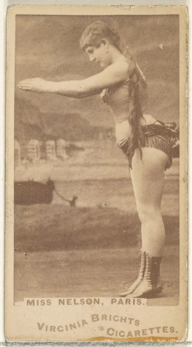 Miss Nelson, Paris, from the Actors and Actresses series (N45, Type 1) for Virginia Brights Cigarettes — Allen & Ginter