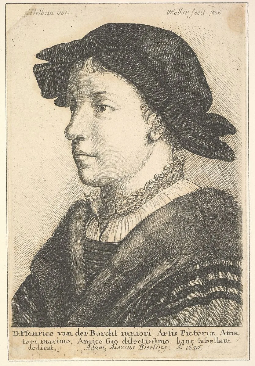 Young man wearing a hat in profile to left — Hans Holbein the Younger|Wenceslaus Hollar|Adam Alexius Bierling