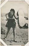Bathing beauty in costume with parasol from Mack Sennett Comedies Arcade series (W423) — Unknown