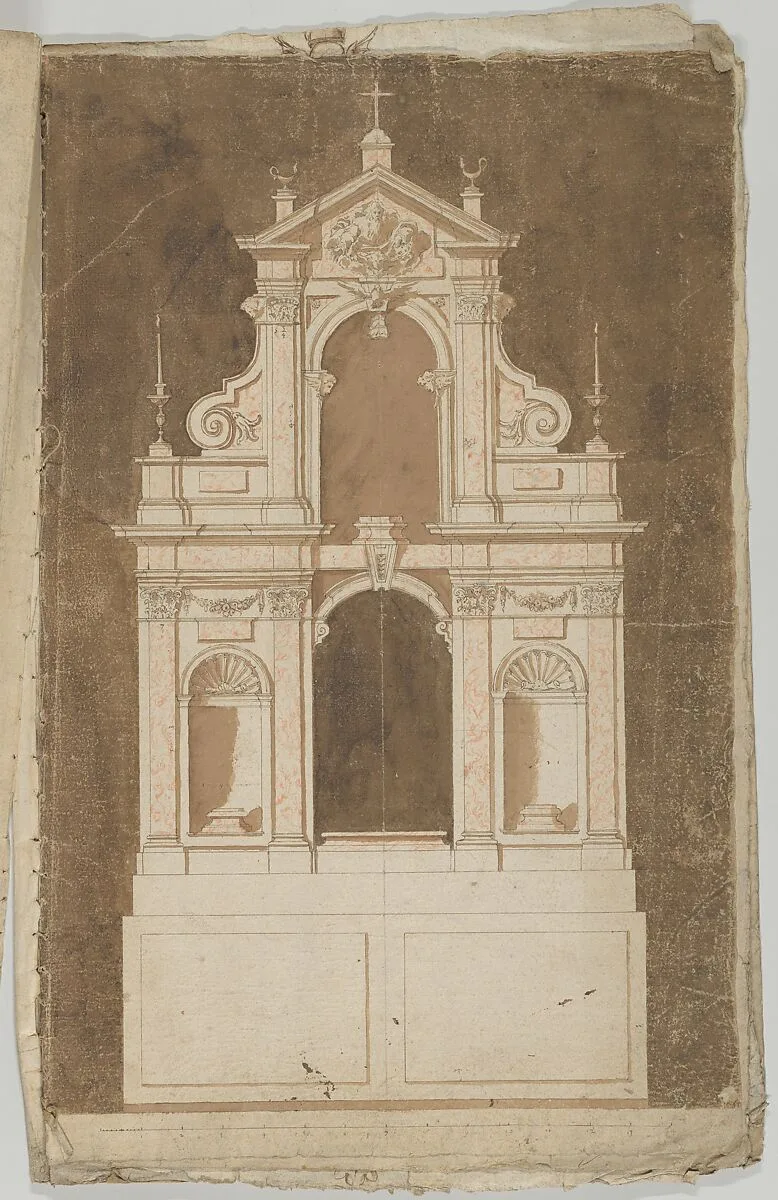 Design for an Altar with Red Marble to be set against a Wall — Anonymous, Flemish
