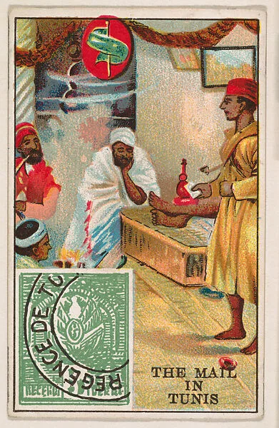 The Mail in Tunis, bakery card from the Stamps and Mail Carriers of All Nations series (D73), issued by the Rochester Baking Company — Rochester Baking Company