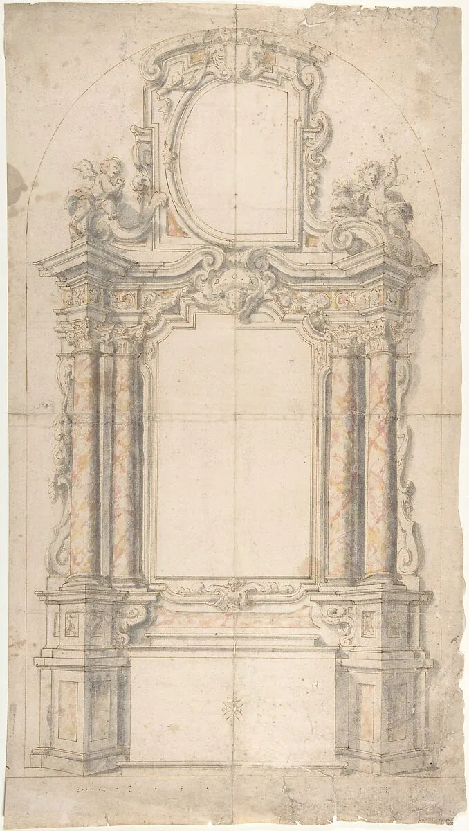 Design for an Altar: Two Halved Variants — Anonymous, Italian, Piedmontese, 18th century