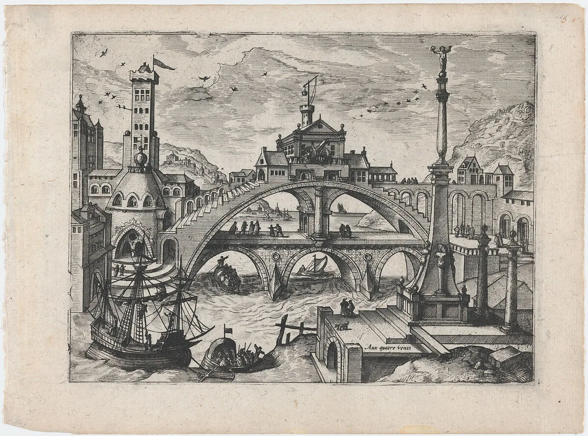 Riverscape with a Double Bridge — Aux Quatre Vents|Lucas Gassel