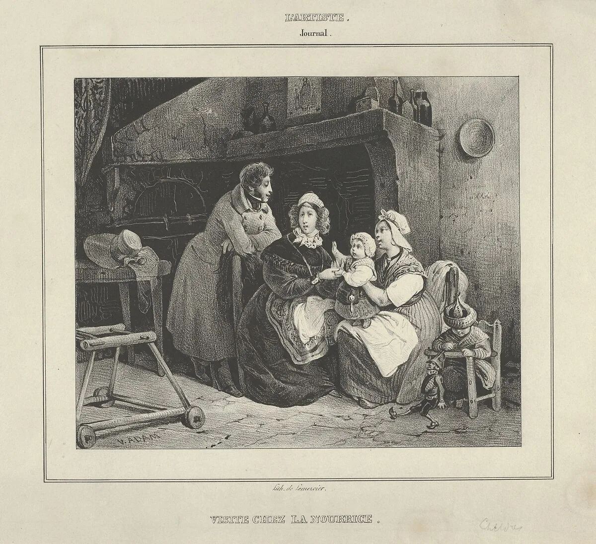 Visite Chez la Nourrice (Visit to the Wetnurse) (from Journal l'Artiste) — Victor Adam|Lemercier