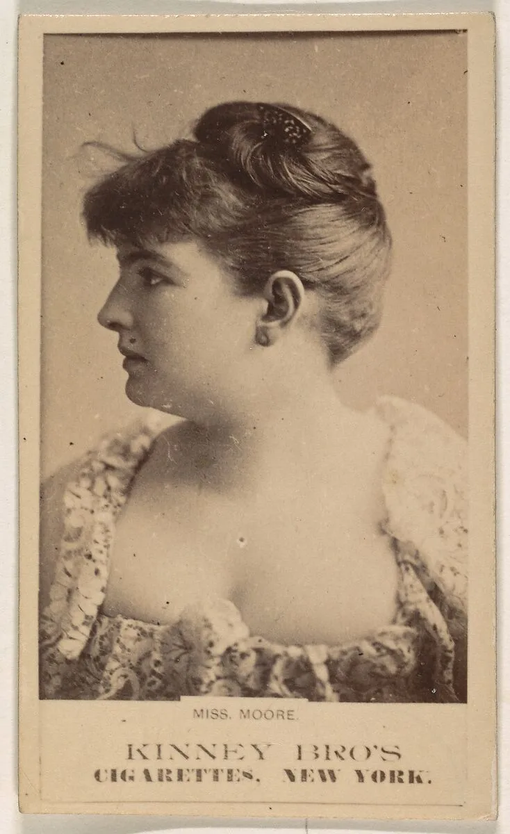 Miss Moore, from the Actresses series (N245) issued by Kinney Brothers to promote Sweet Caporal Cigarettes — Kinney Brothers Tobacco Company