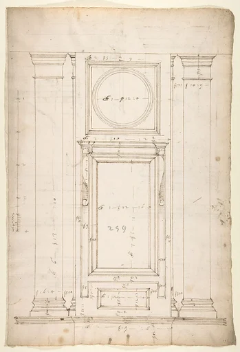 San Lorenzo, Library, Ricetto, window, elevation (recto) San Lorenzo, Library, Ricetto, column, elevation; details, elevation (verso)