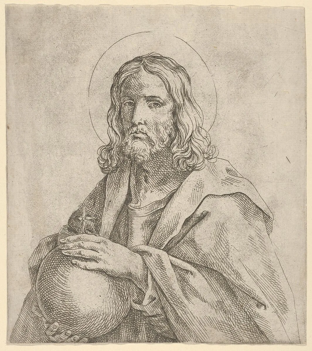 Christ seen in half-length, holding a globe surmounted by a cross, after Reni — Guido Reni|Anonymous