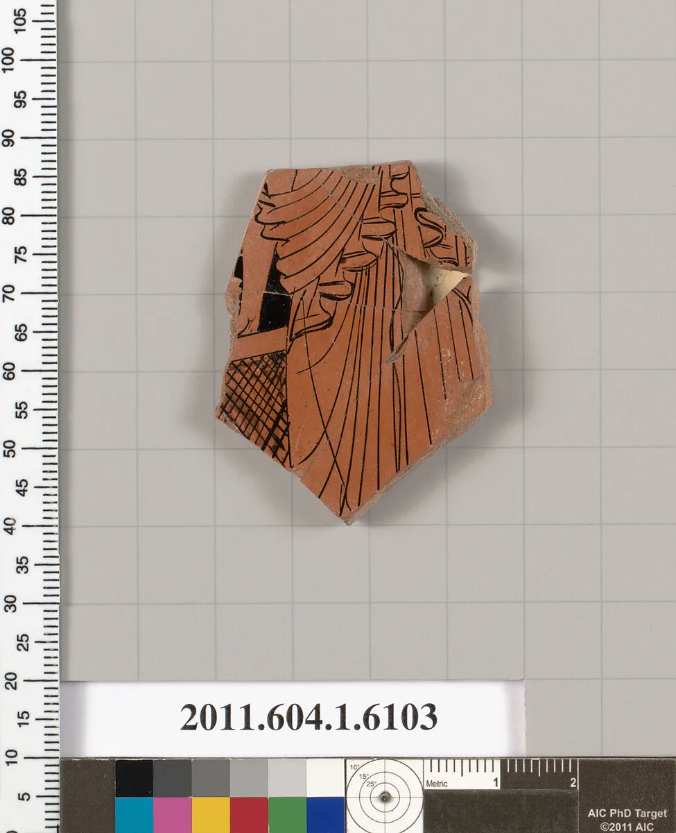 Terracotta fragment of a kylix (drinking cup) — Apollodoros
