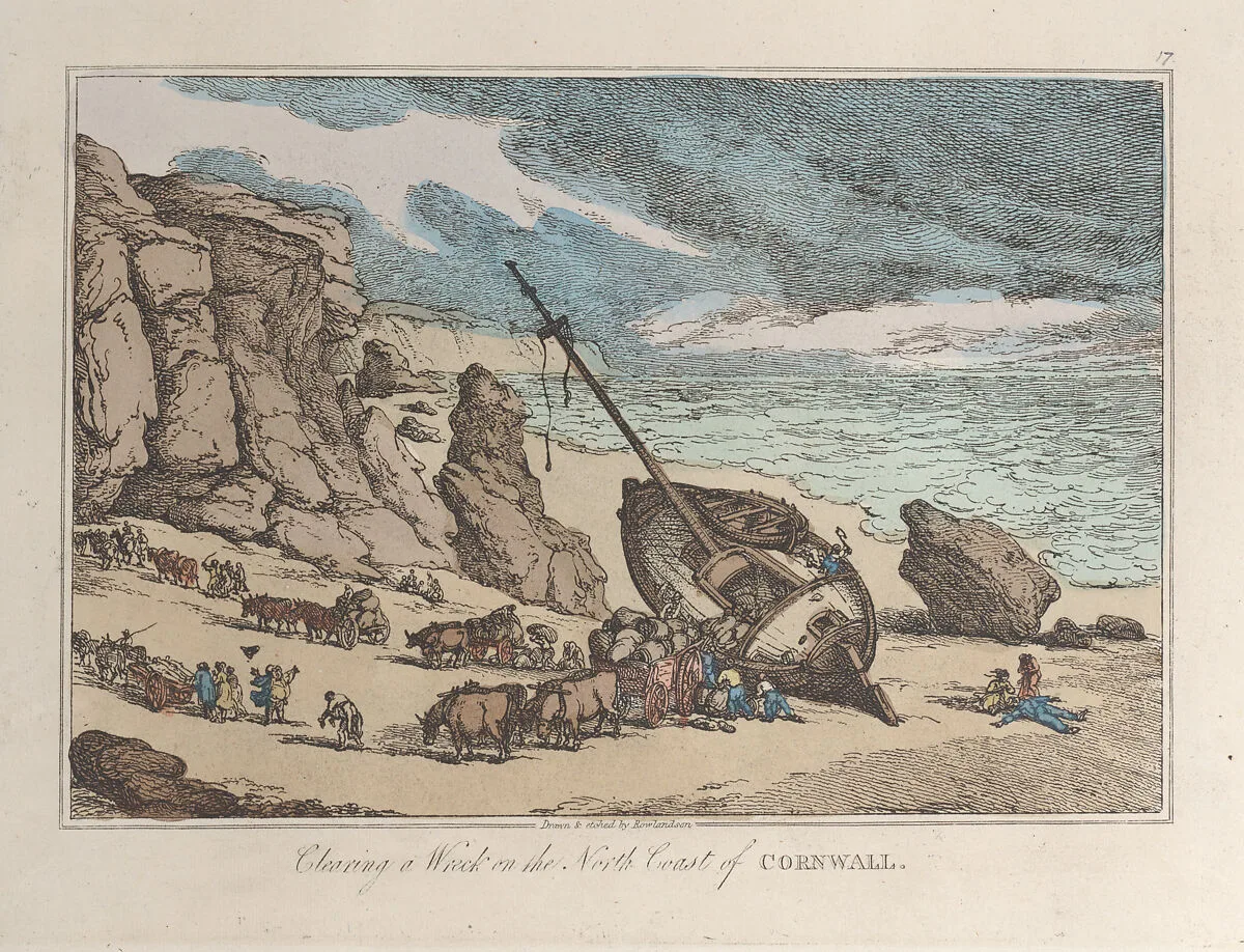 Clearing a Wreck on the North Coast of Cornwall — Thomas Rowlandson