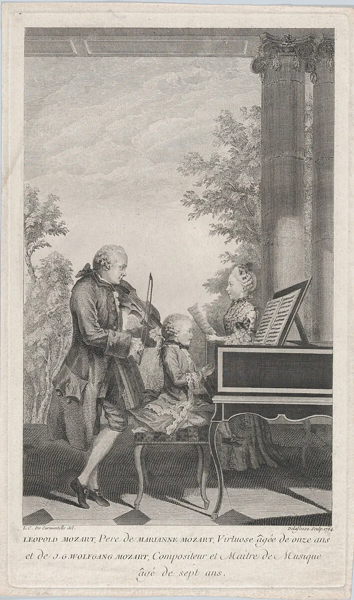 Leopold Mozart and His Children Maria Anna and Wolfgang Giving a Concert in Paris — Wolfgang Amadeus Mozart|Jean-Baptiste Joseph Delafosse|Louis de Carmontelle|Johann Georg Leopold Mozart|Maria Anna Walburga Ignatia (Nannerl) Mozart