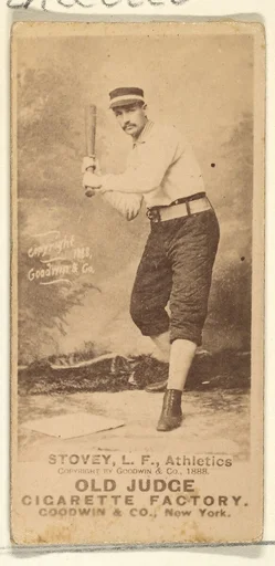 Stovey, Left Field, Philadelphia Athletics, from the Old Judge series (N172) for Old Judge Cigarettes