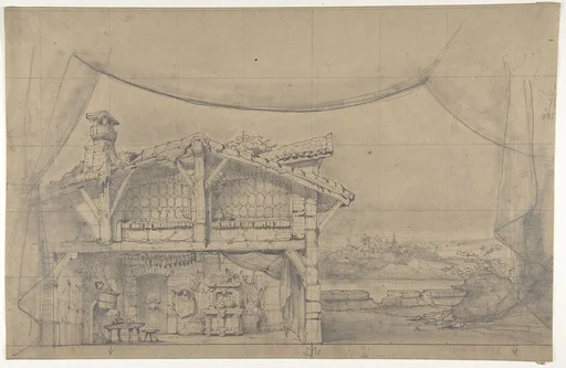 Design for a Stage Set at the Opéra, Paris: Interior of a Cottage
