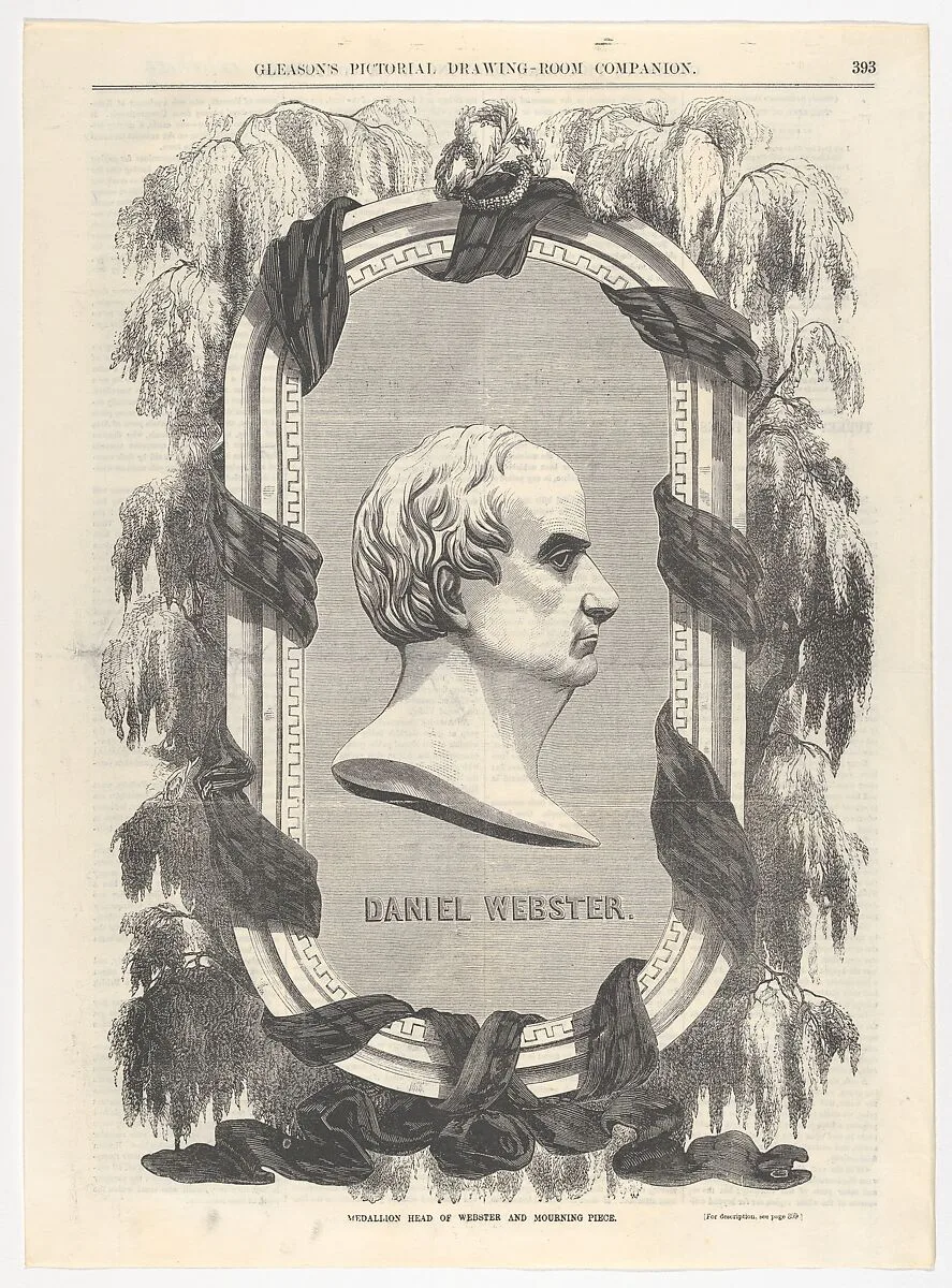 Mourning Portrait of Daniel Webster, from "Gleason's Pictorial Drawing-Room Companion" — Anonymous, American, 19th century|Daniel Webster