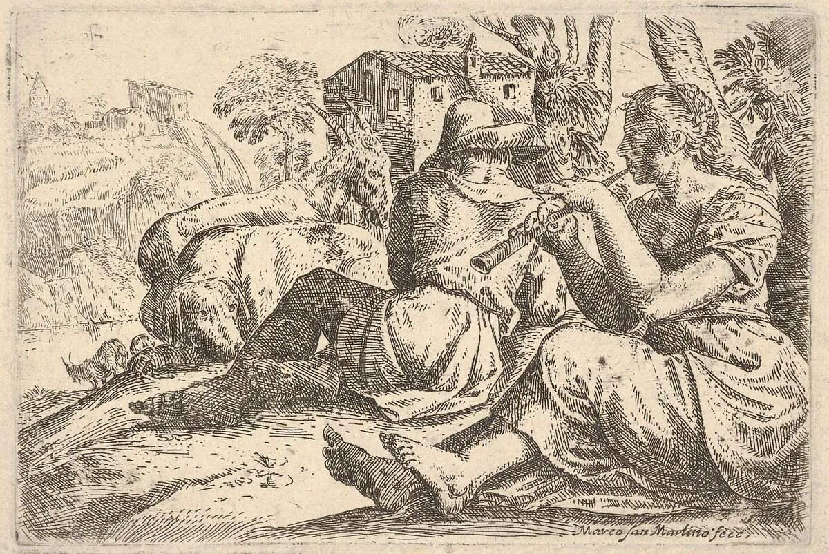 Shepherd and Shepherdess, Playing Flute — Marco San Martino