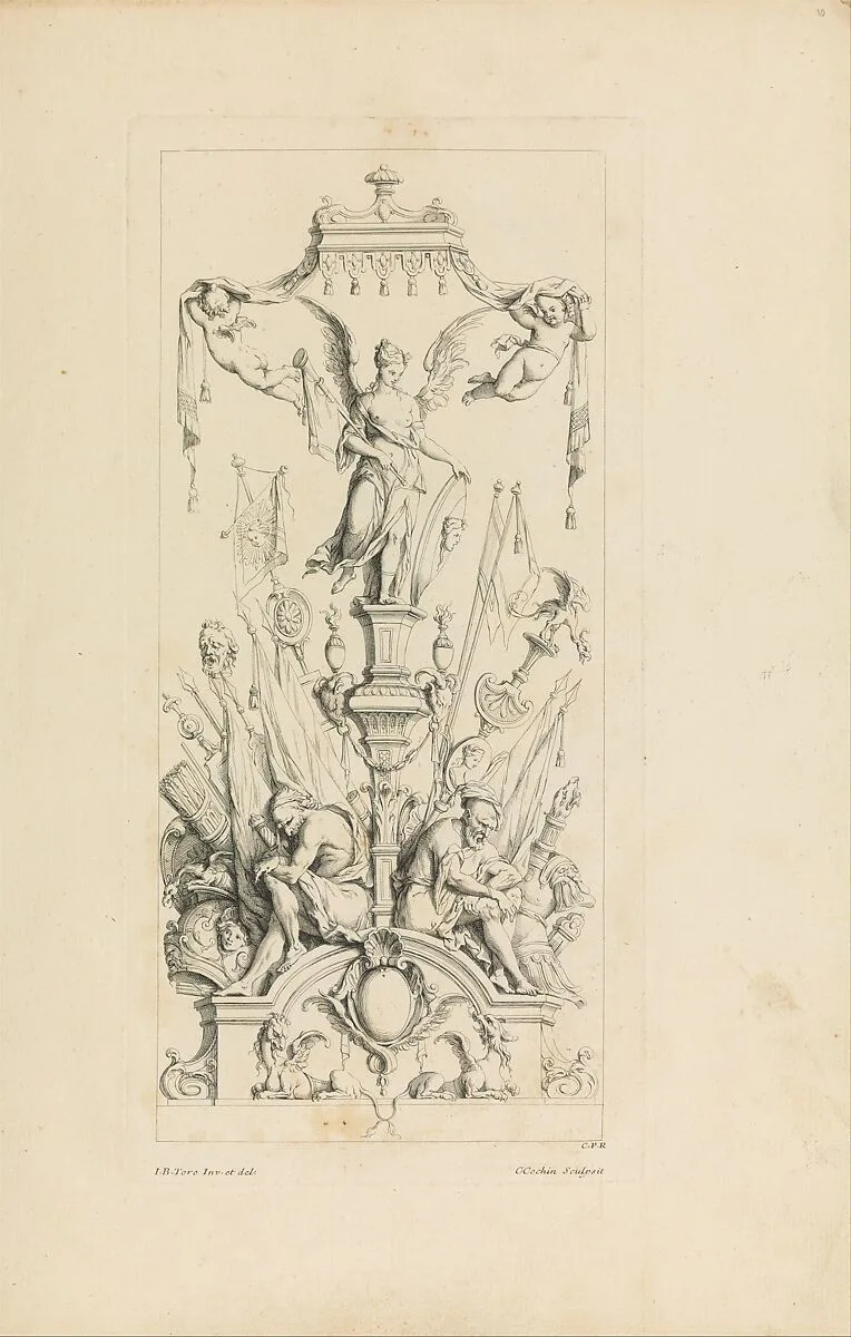 Trophées Nouvellement Inventez par J.B. Toro. — Jean Bernard Toro|Charles Nicolas Cochin I|Jacques-Nicolas Le Pas Dubuisson