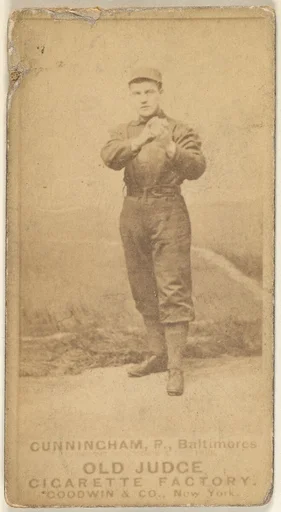 Cunningham, Pitcher, Baltimore Orioles, from the Old Judge series (N172) for Old Judge Cigarettes