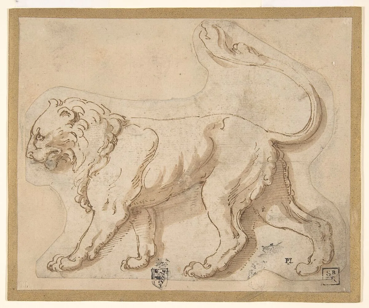 A Lion in Profile Facing to the Left ("Leo") — Giulio Romano