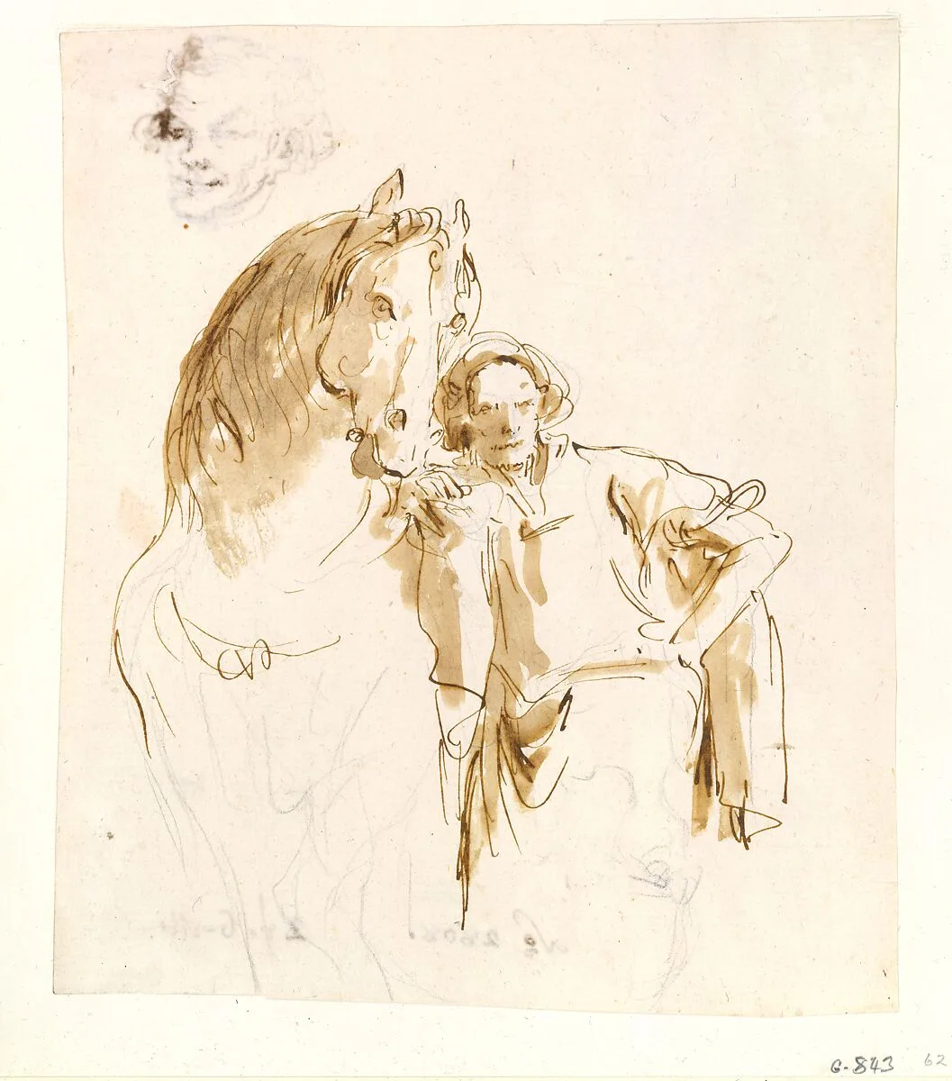 Man Leaning against a Horse — Giovanni Battista Tiepolo
