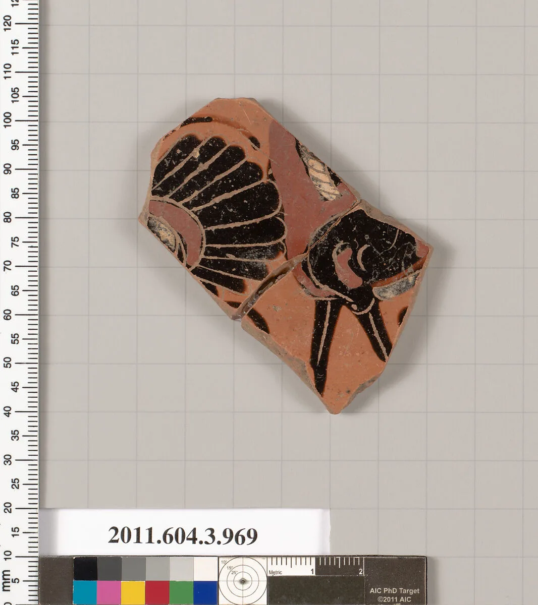 Terracotta fragment of a lekanis lid (covered dish) — Unknown