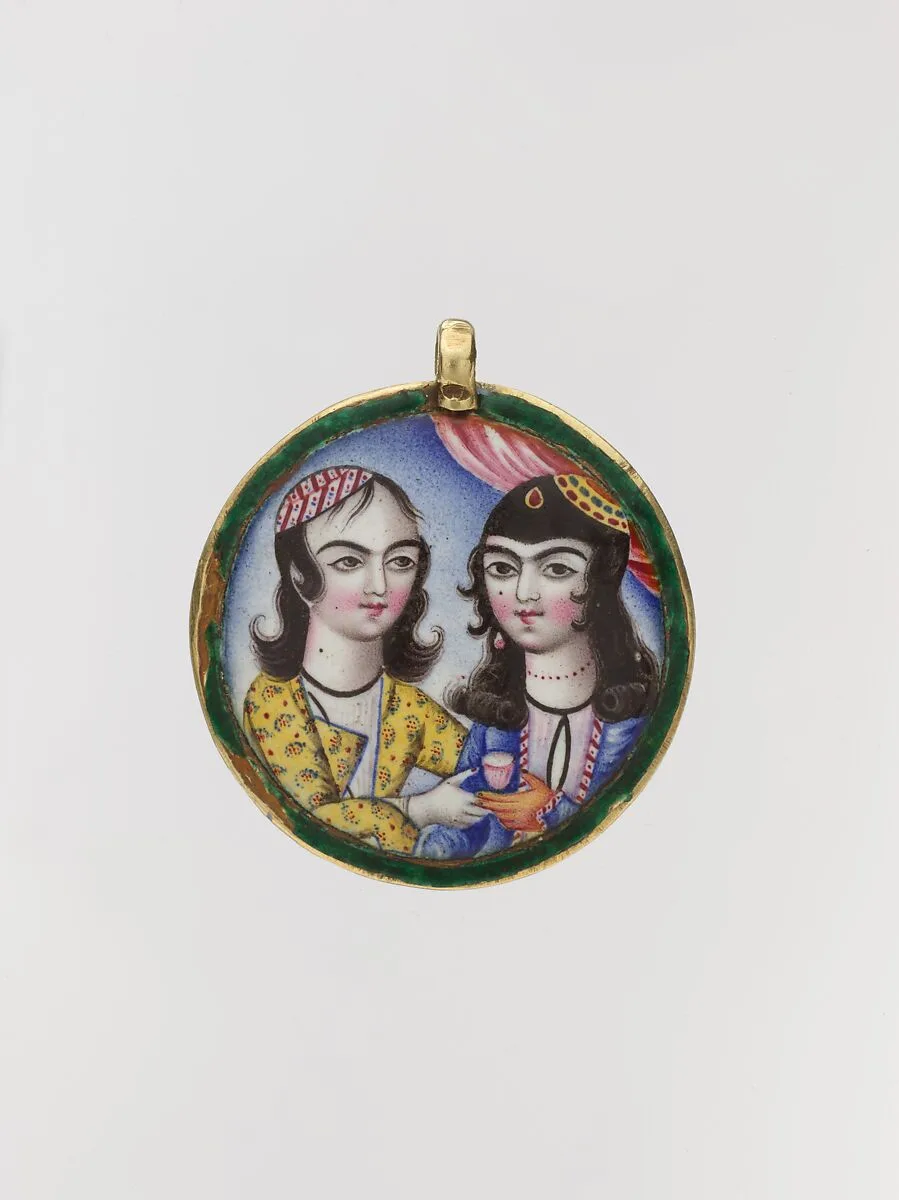 Portrait of a Couple in a Round Pendant — Unknown