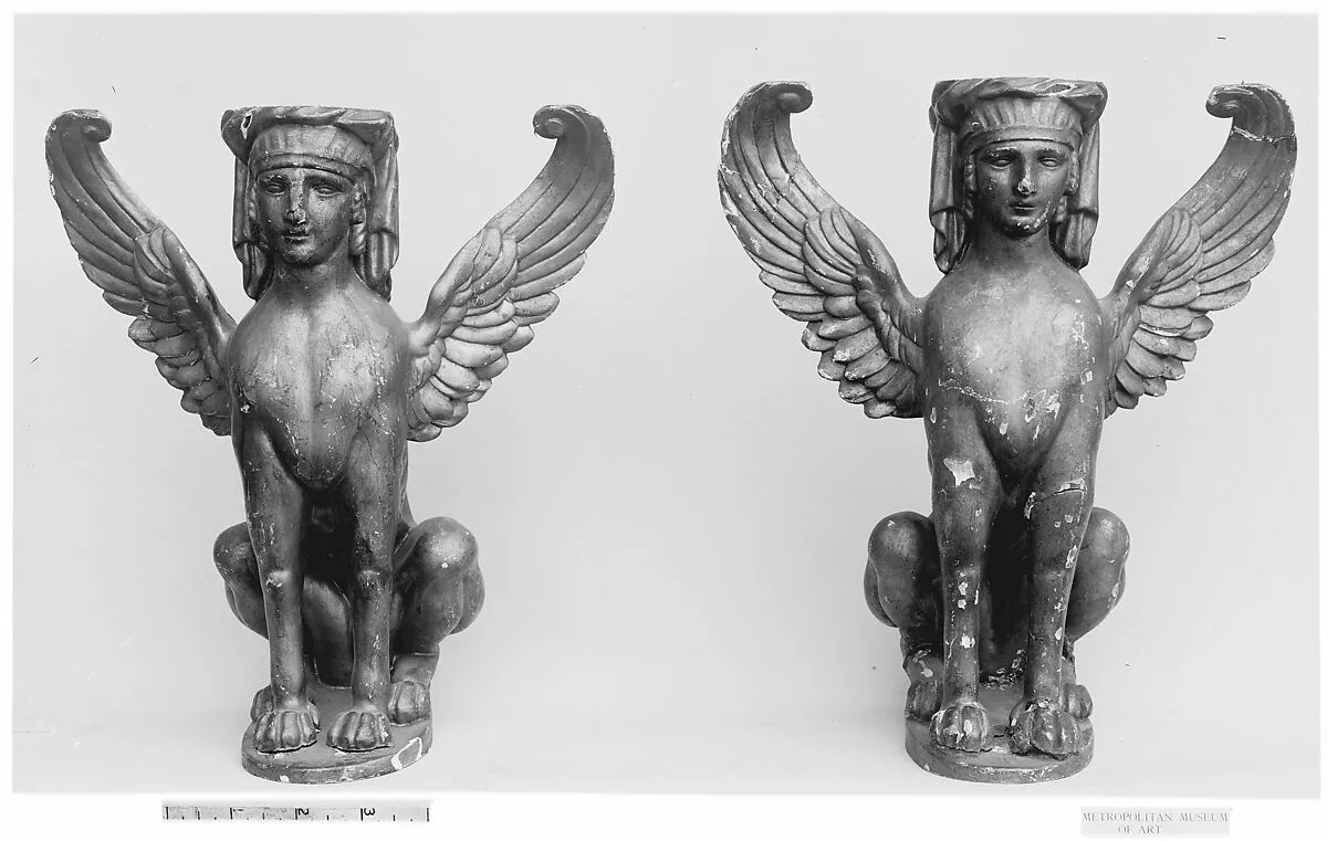 Winged sphinx (one of a pair) — Unknown