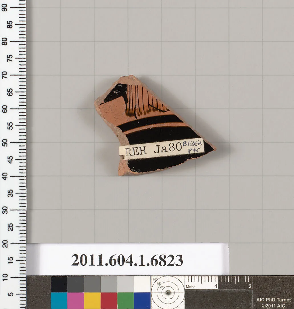 Terracotta fragment of a kylix (drinking cup) — Briseis Painter