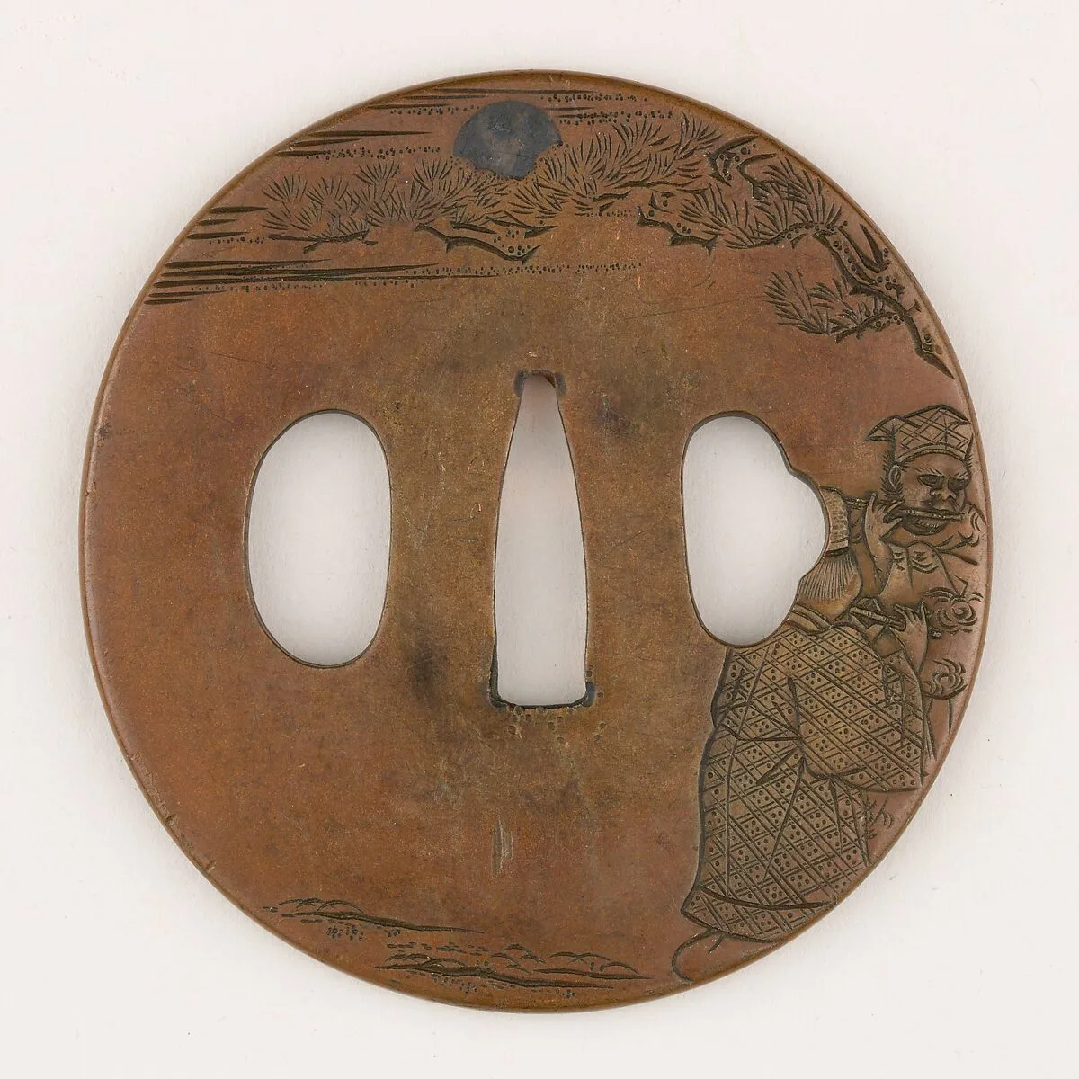 Sword guard (<i>Tsuba</i>) Depicting Minamoto no Hiromasa Playing the Flute (源博雅図鐔) — Unknown
