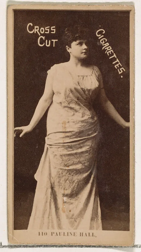 Card Number 110, Pauline Hall, from the Actors and Actresses series (N145-2) issued by Duke Sons & Co. to promote Cross Cut Cigarettes — W. Duke, Sons & Co.