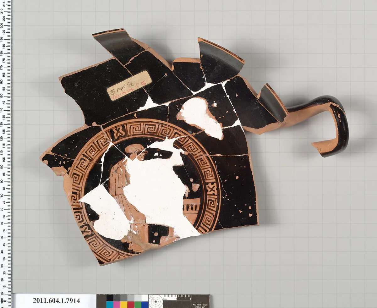 Terracotta fragment of a kylix (drinking cup) — Curtius Painter