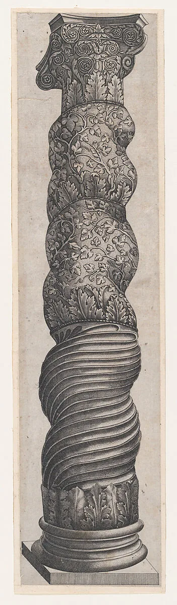 Speculum Romanae Magnificentiae: Grotesque Winding Column in St. Peter's — Nicolas Beatrizet