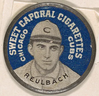 Reulbach, Chicago Cubs (blue), from the Domino Discs series (PX7), issued by Kinney Brothers — Kinney Brothers Tobacco Company
