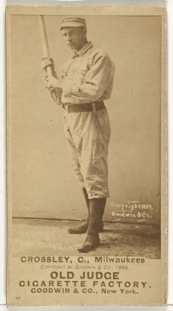 William C. Crossley, Catcher, Milwaukee, from the Old Judge series (N172) for Old Judge Cigarettes — Goodwin & Company