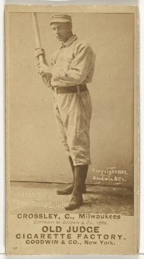 William C. Crossley, Catcher, Milwaukee, from the Old Judge series (N172) for Old Judge Cigarettes