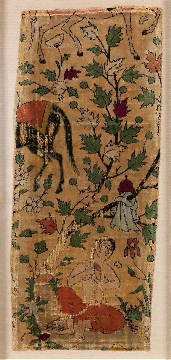 Velvet Fragment with Design from Nizami of Ganja's Khusrau and Shirin — Unknown