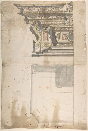 Design for one Half of an Altar: Elevation and Ground Plan