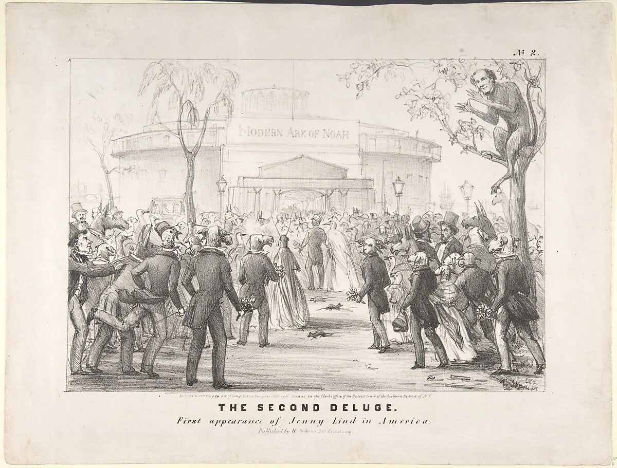 Castle Gardens, The Second Deluge, First Appearance of Jenny Lind in America — Anonymous, American, 19th century|William Schaus