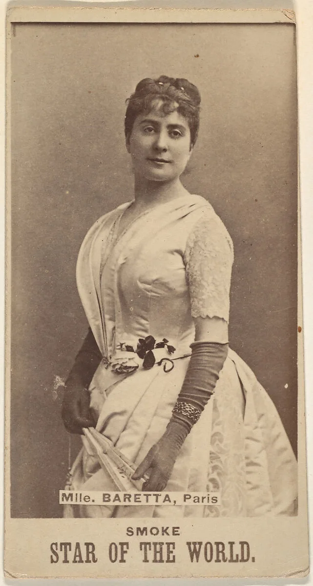 Mlle. Baretta, Paris, from the Star of the World series (N672), issued by A. Hershey & Bros. to promote Star of the World Tobacco — A. Hershey & Bros.